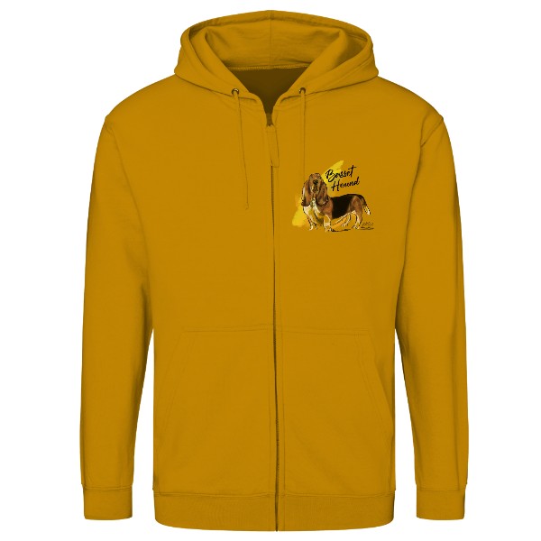 Mikina na zip unisex s potiskem Basset Hound